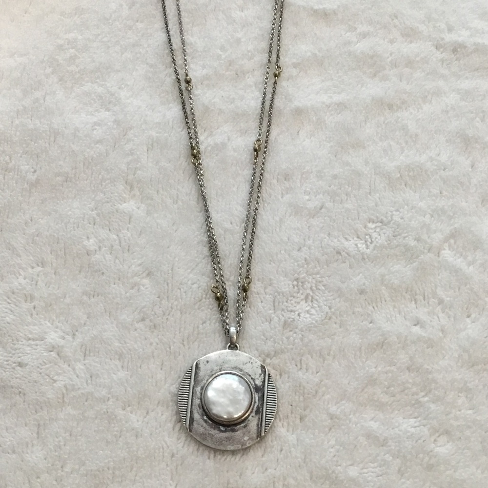 Lucky Silver and White Pendant Necklace